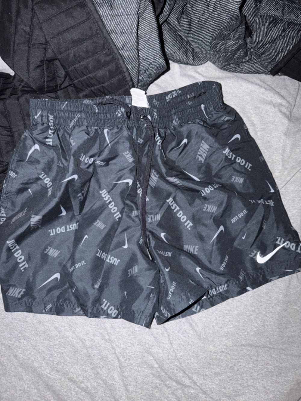 Nike Black & White 'Just Do It.' Logo Athletic Shorts